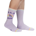 Lifestyle shot showing the socks on a person's legs. 