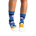Lifestyle shot showing the socks on a person's feet.