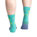 Rear view of the socks highlighting the grippy bottom of the slipper socks.