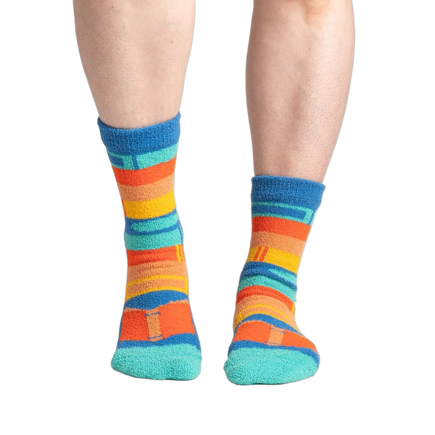 Lifestyle shot showing the socks on a person's feet, showcasing fit and style.