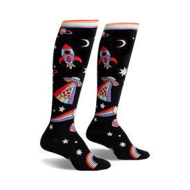 you are outta this world space themed womens black novelty knee high 0