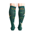 Rear view of the Flying Cranes knee-high socks, highlighting the back design details.