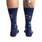 Rear view of the socks, highlighting the full design spread across the back.