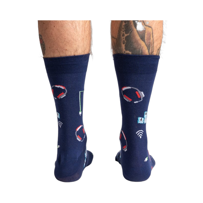 Rear view of the socks, highlighting the full design spread across the back.