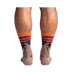 Back view of the socks, highlighting the Sasquatch details within The Scream's landscape.