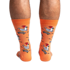 Rear view of the Rad Chicken socks, highlighting the design's full coverage.