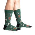 Lifestyle shot showing the socks on a person's legs, highlighting the fit and design.