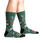Lifestyle shot showing the socks on a person's legs, highlighting the fit and design.