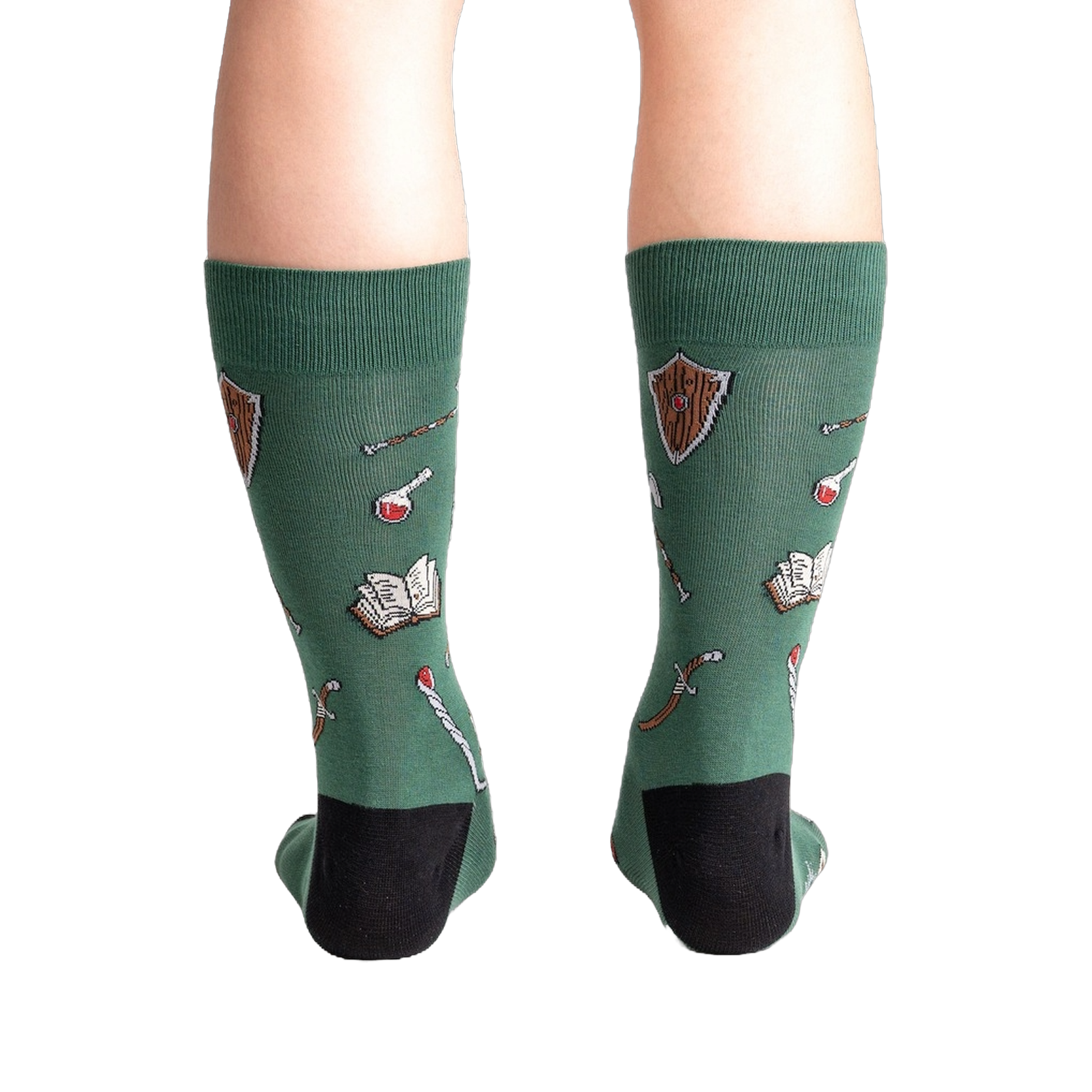 Rear view of the socks showcasing the full pattern and design on the back.