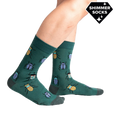 Lifestyle shot showing Beetle-Mania! socks on a person's legs, showcasing the fit and style.