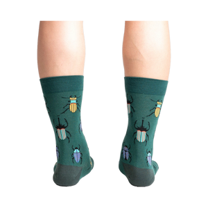 Back view of Beetle-Mania! socks, highlighting the full design and color detail.