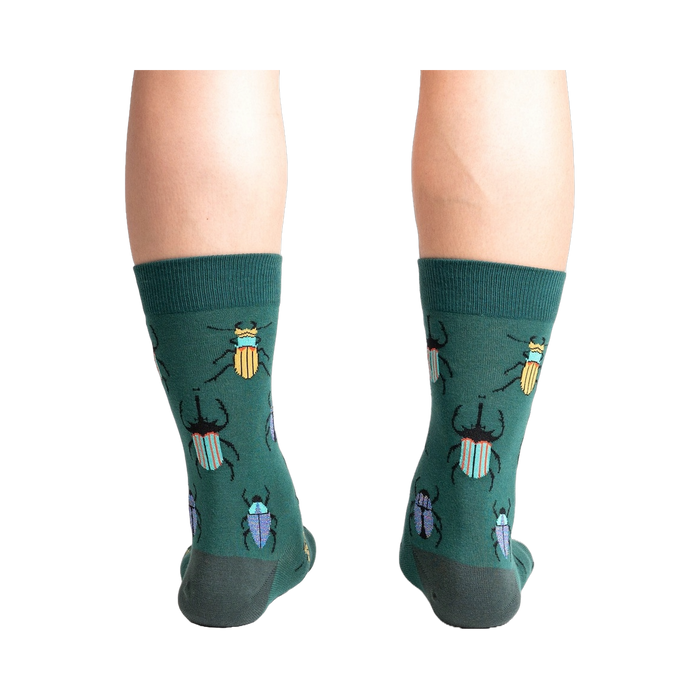 Back view of Beetle-Mania! socks, highlighting the full design and color detail.
