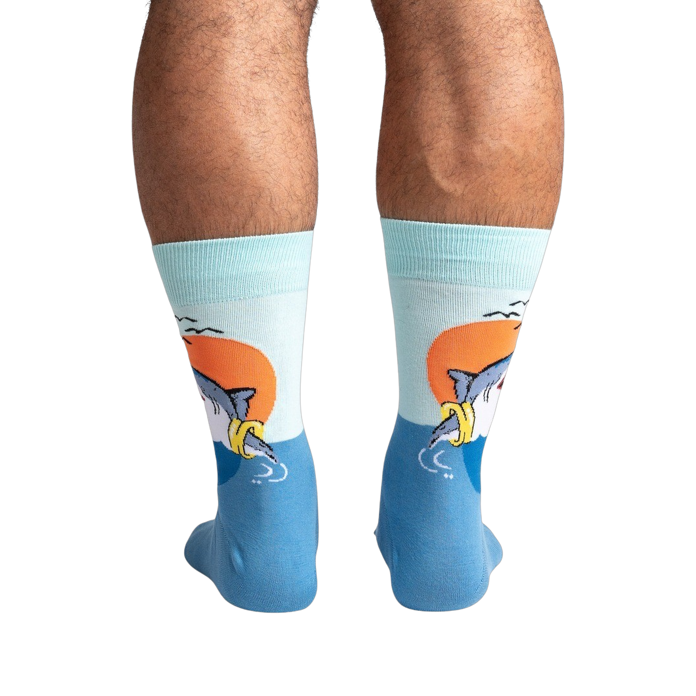 Back view of a person wearing the socks, highlighting the full design.