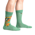 Lifestyle photo showing the socks on a person's legs, showcasing the fit and how they look when worn.