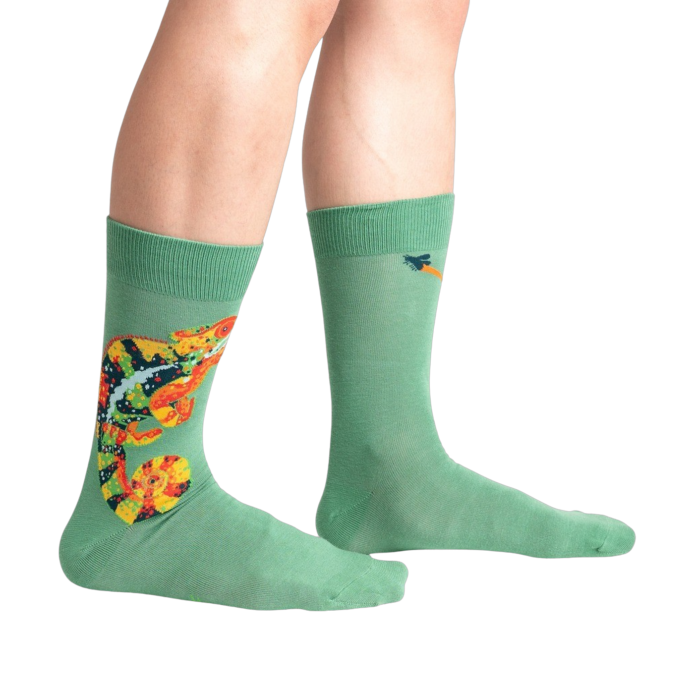 Lifestyle photo showing the socks on a person's legs, showcasing the fit and how they look when worn.