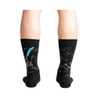 Rear view of a person wearing The Constitution socks, highlighting the quill and ink detail on the back of the socks.