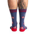 Rear view of Est. 1776 socks, showing the full design detail of the American flags and stripes on the back of the socks.