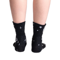 Back view of the socks showing the moon and star pattern.