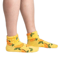 Lifestyle shot showing the Simply the Zest! socks on a person's legs, highlighting how they look when worn.