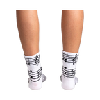 Back view of the socks, showcasing the design details on the heel and back of the ankle.
