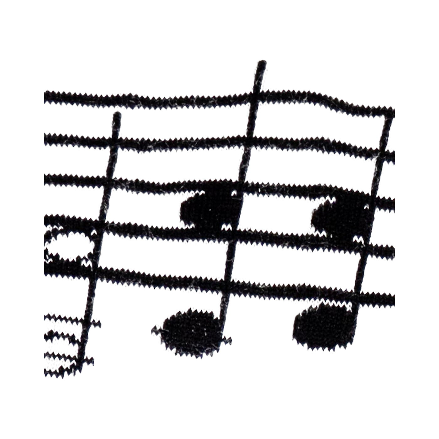 Close-up detail shot of the musical note and staff pattern on the socks.