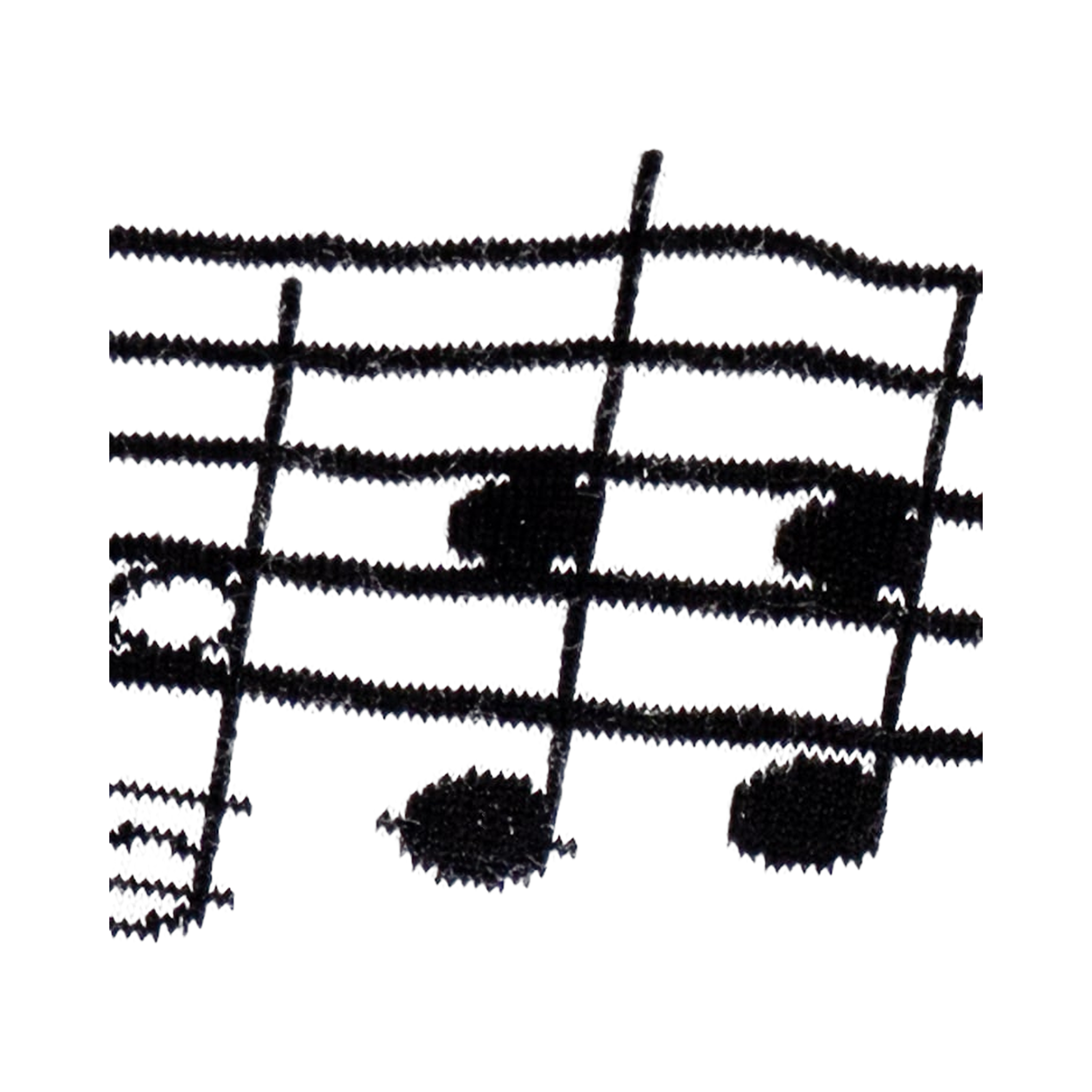 Close-up detail shot of the musical note and staff pattern on the socks.