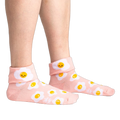 Lifestyle shot showing the socks on a person's legs, showcasing the fit and style.