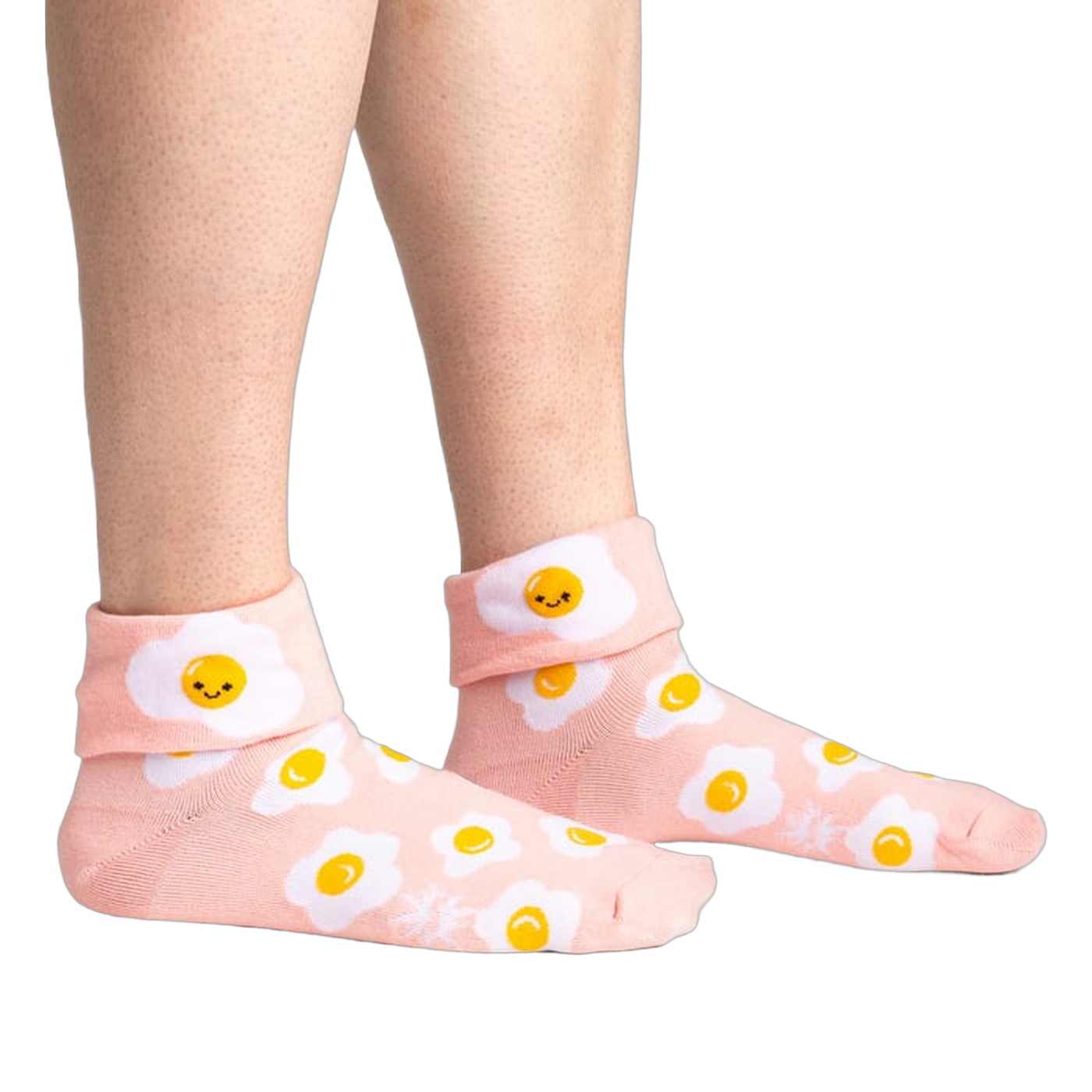 Lifestyle shot showing the socks on a person's legs, showcasing the fit and style.
