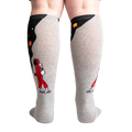Rear view of the socks showing the full design on both socks. The grey and black space theme is visible.