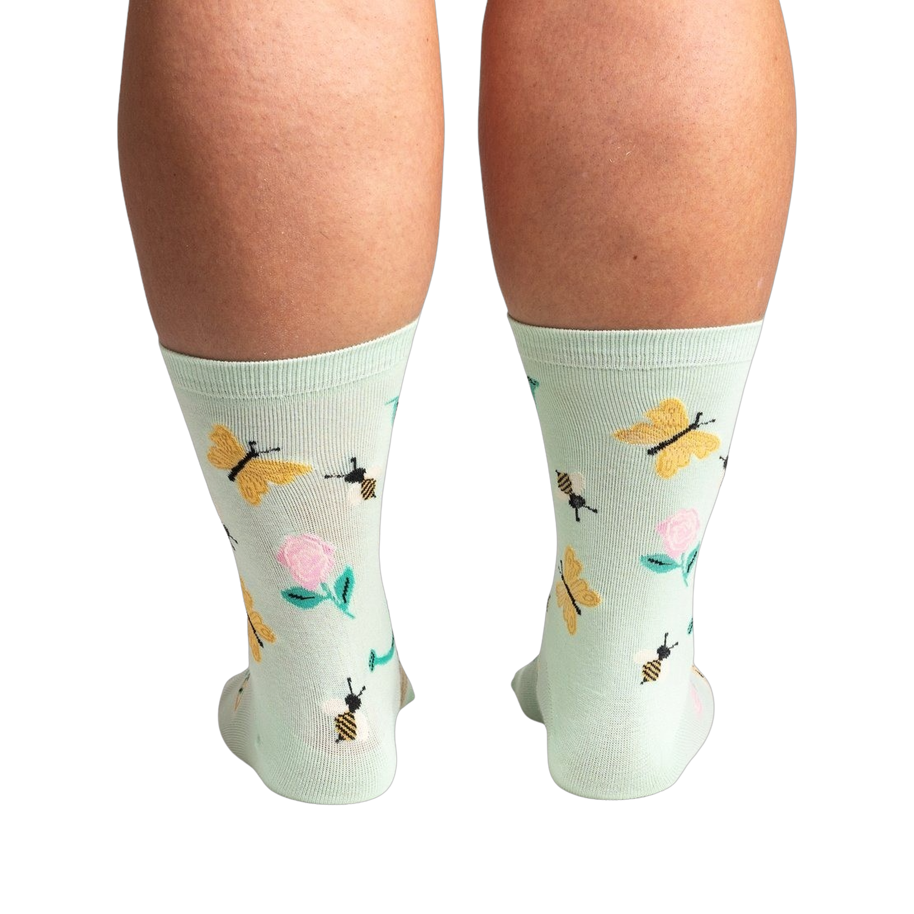 Close-up image of the back of the 'Sow in Love' socks, highlighting the full design pattern and details.