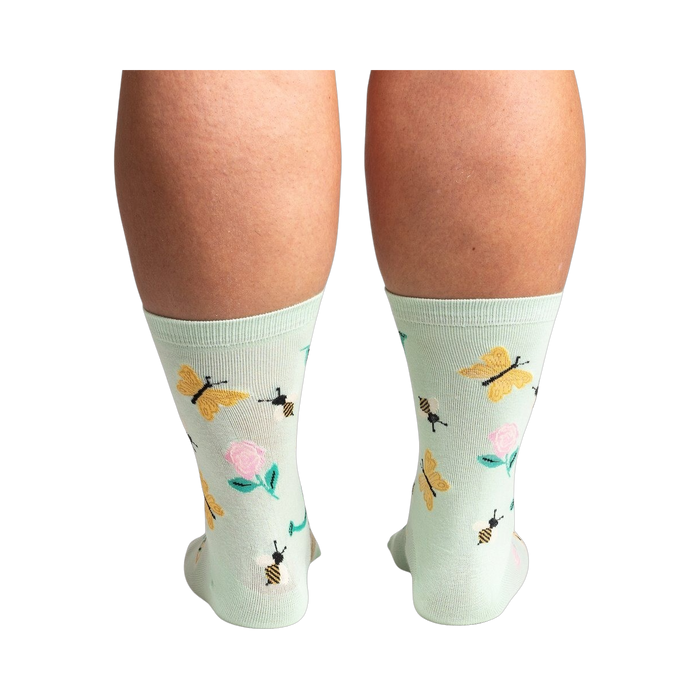 Close-up image of the back of the 'Sow in Love' socks, highlighting the full design pattern and details.