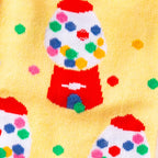 Close-up detail shot of the 'I Chews You' sock design, showcasing the gumball machine and gumballs.