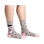 Lifestyle shot showing the socks on a person's legs, showcasing fit and style.