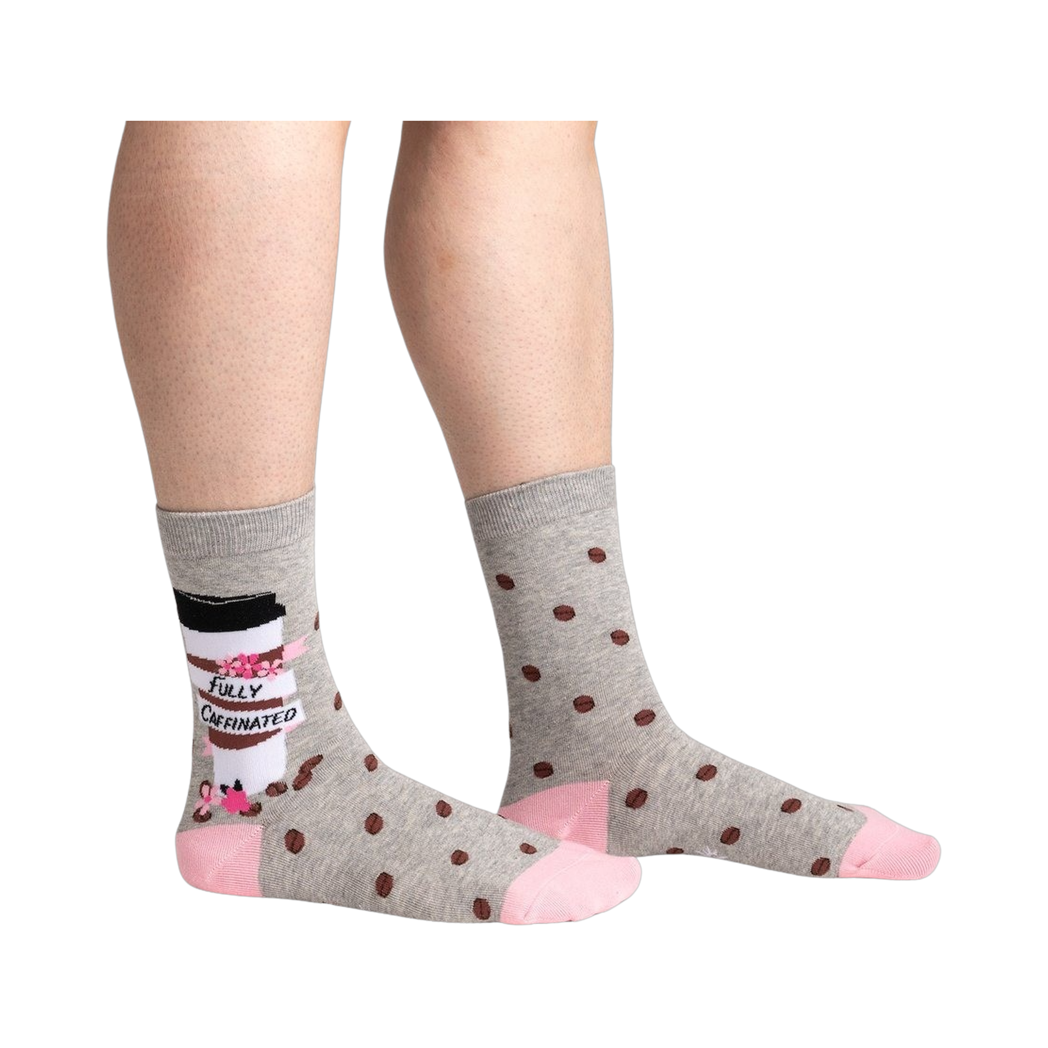 Lifestyle shot showing the socks on a person's legs, showcasing fit and style.