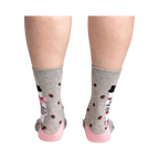 Rear view of the socks, highlighting the design on the back of the heel.
