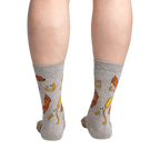 Back view of the socks on a person's legs.