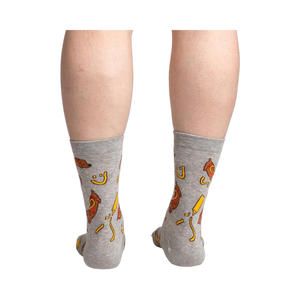 Back view of the socks on a person's legs.