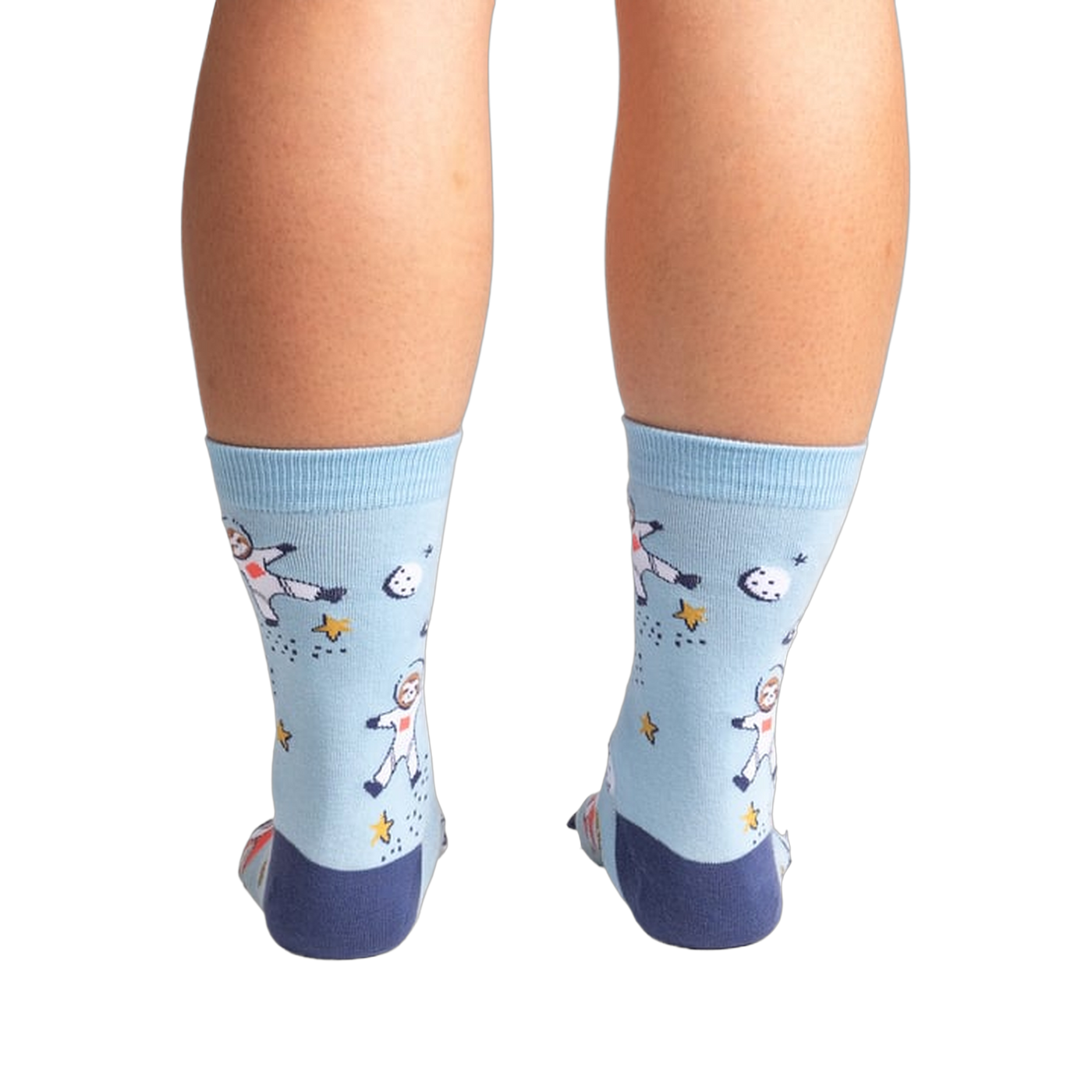 Rear view of the socks, showcasing the full design on the back of the socks.