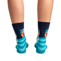 Back view of the socks, highlighting the design detail on the heel and toe.