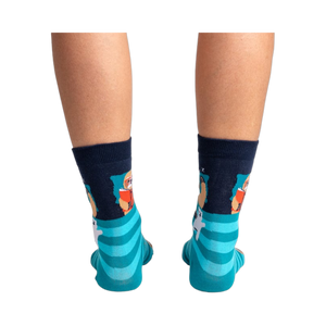 Back view of the socks, highlighting the design detail on the heel and toe.