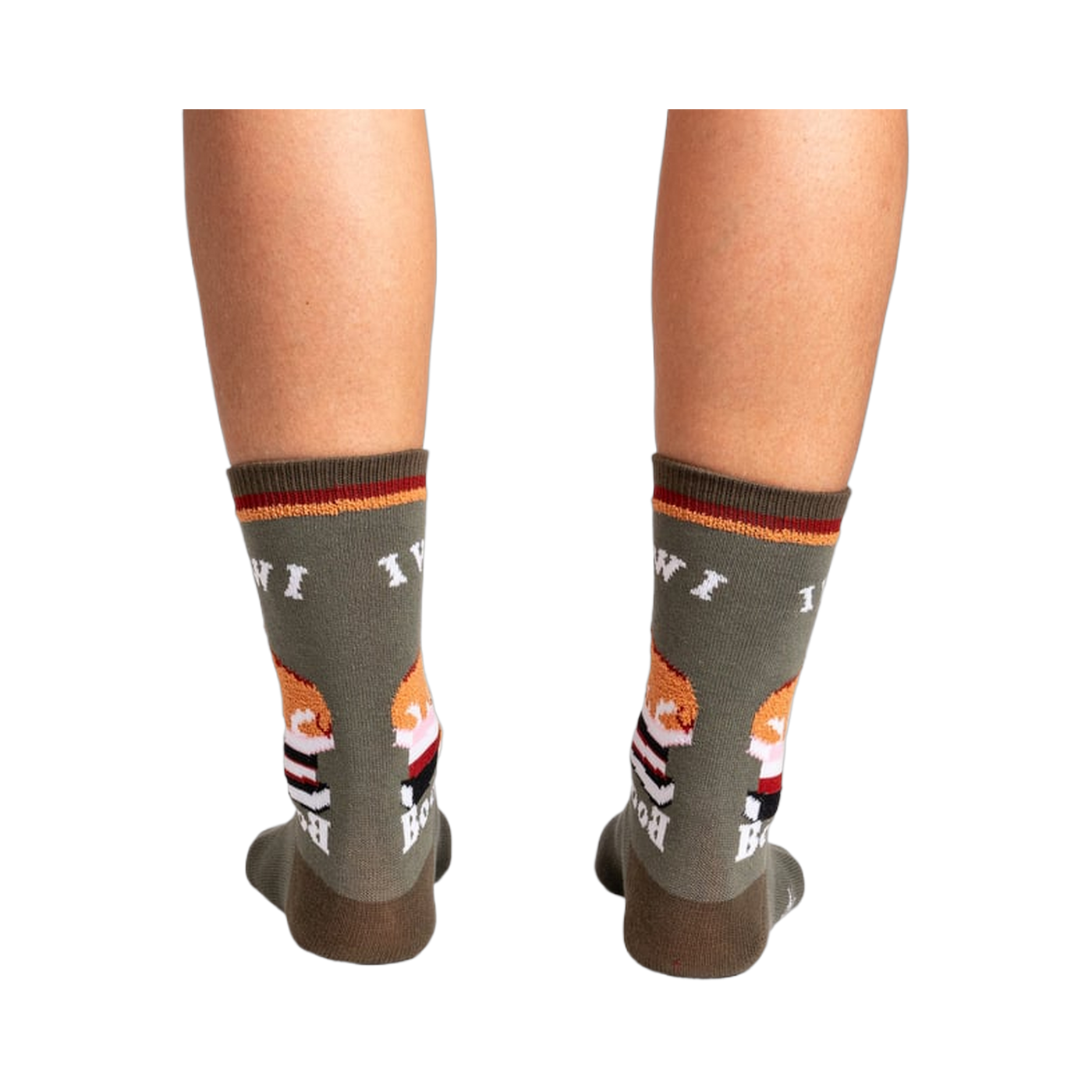 Rear view of the socks, showing the full design detail on the back of each sock.