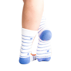 Flat lay: Pair of 'I Love Books' socks laid flat, showcasing the design from a top-down perspective.