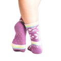 Back view of the socks, showcasing grippers on the soles.
