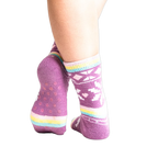 Back view of the socks, showcasing grippers on the soles.