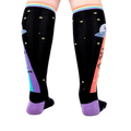 Rear view of 'The Truth Is Out There' knee-high socks. Shows the design on the back of the socks.