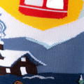 Close-up detail shot of the sock's knitted texture and the top portion of the design.