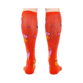 Back view of the 'Herding Cats' socks on a person's legs.