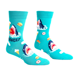 Another product shot of the 'Hangry' socks showing the design detail.