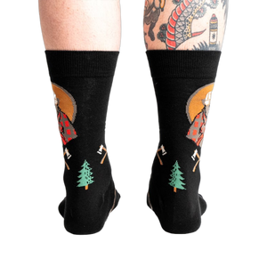Back view of the Bear Necessities socks on a model.