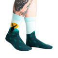 Lifestyle shot of a person wearing the Star Buck socks, showcasing the socks' design and fit.